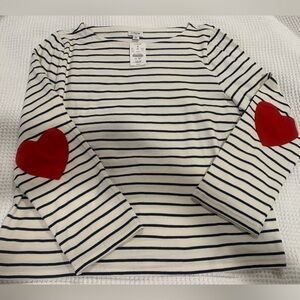 Cute J Crew striped top with hearts